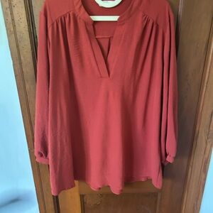 Entro Brown Tunic with Relaxed Mandarin Collar